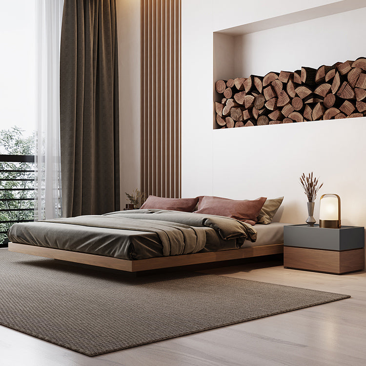 Espresso Platform Bed Frame Solid Wood Platform Bed Mid-Century Modern