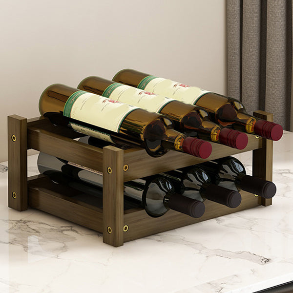 Mid-Century Modern Wine Rack Bottle Tabletop Bamboo Bottle Holder