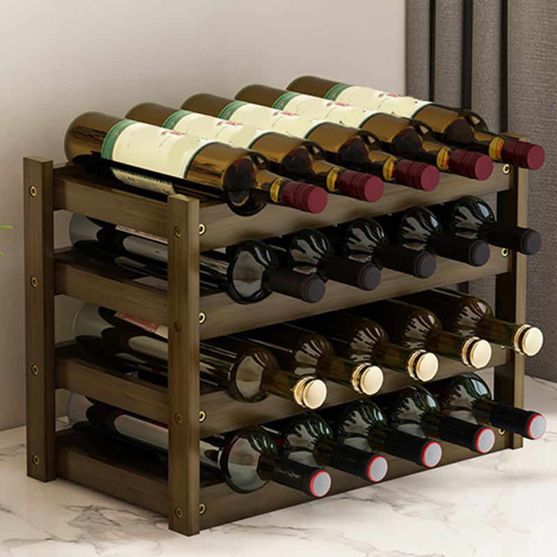 Mid-Century Modern Wine Rack Bottle Tabletop Bamboo Bottle Holder