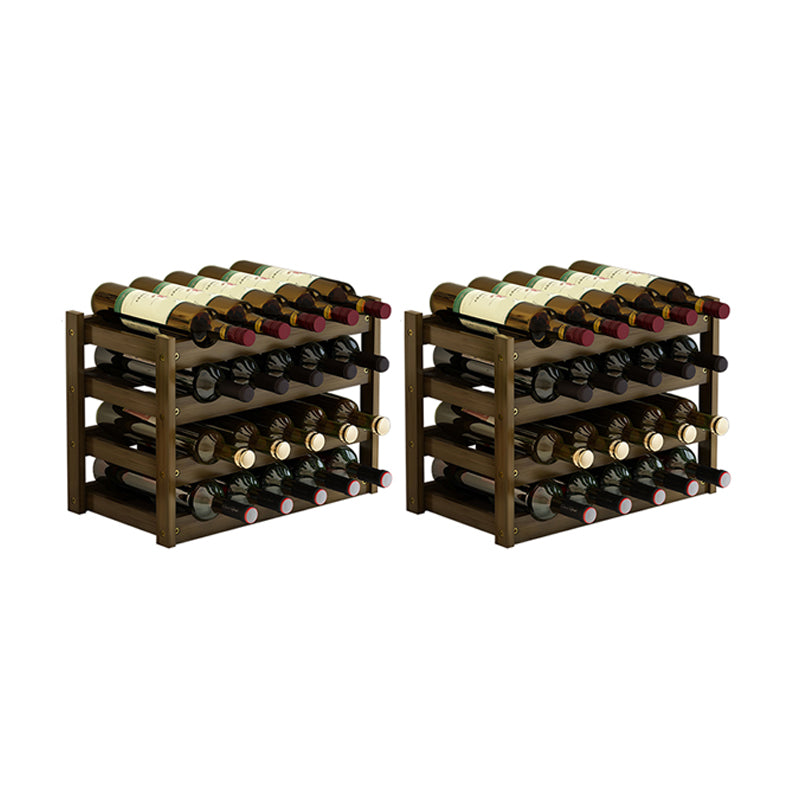 Mid-Century Modern Wine Rack Bottle Tabletop Bamboo Bottle Holder