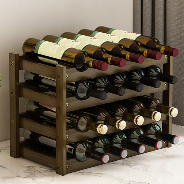 Mid-Century Modern Wine Rack Bottle Tabletop Bamboo Bottle Holder