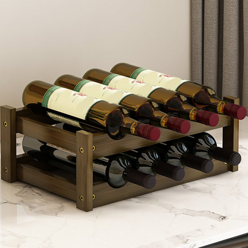 Mid-Century Modern Wine Rack Bottle Tabletop Bamboo Bottle Holder