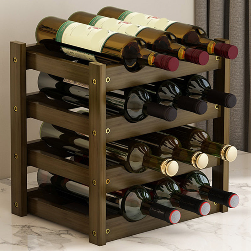 Mid-Century Modern Wine Rack Bottle Tabletop Bamboo Bottle Holder