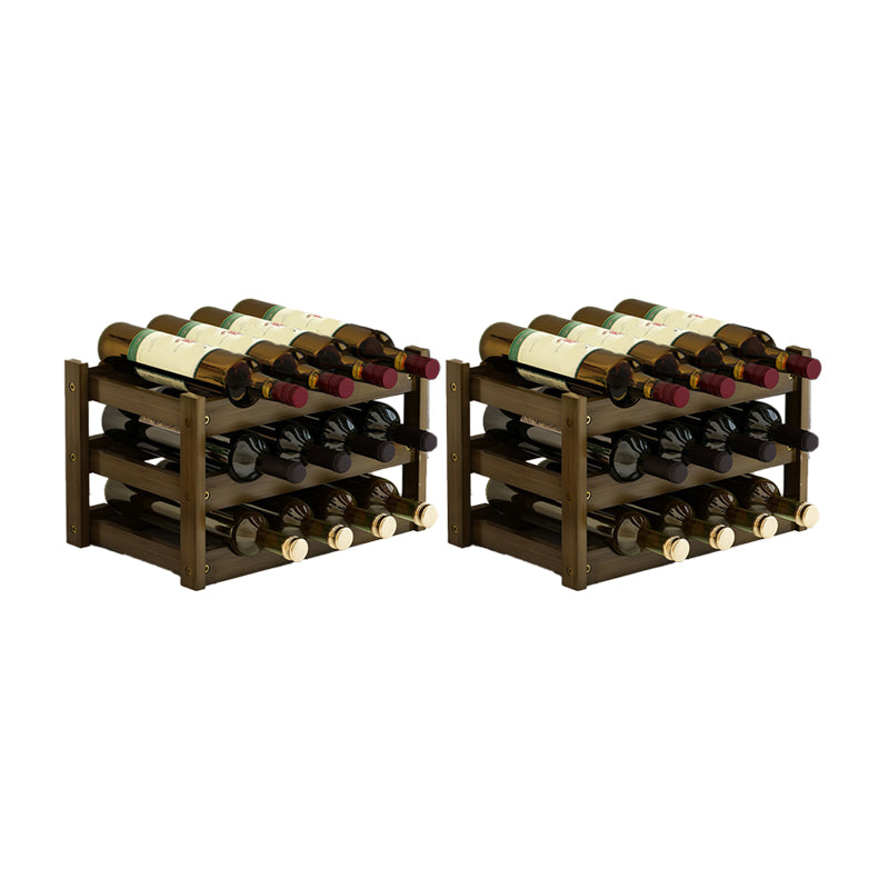 Mid-Century Modern Wine Rack Bottle Tabletop Bamboo Bottle Holder