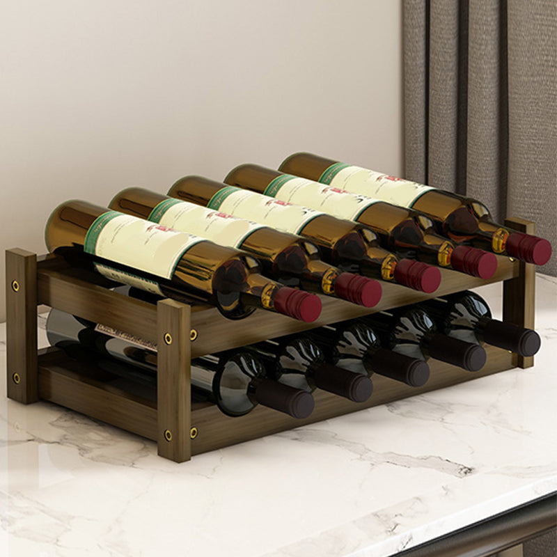 Mid-Century Modern Wine Rack Bottle Tabletop Bamboo Bottle Holder