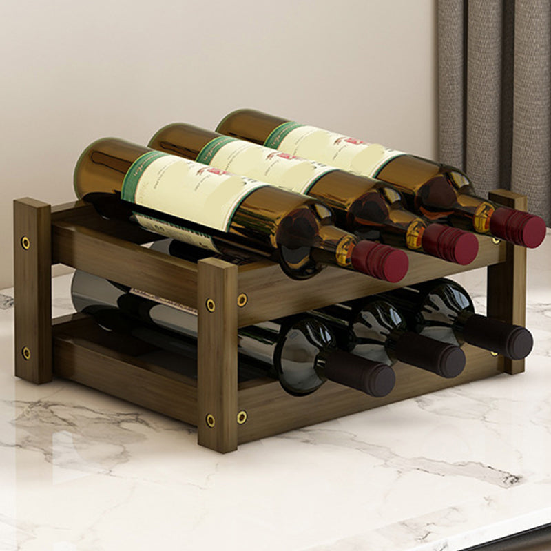 Mid-Century Modern Wine Rack Bottle Tabletop Bamboo Bottle Holder