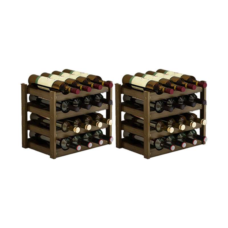 Mid-Century Modern Wine Rack Bottle Tabletop Bamboo Bottle Holder