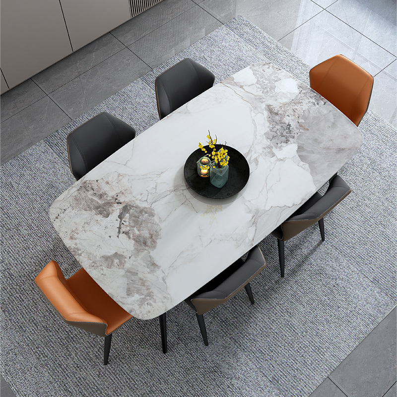 Contemporary Dining Set 1/7 Pcs Sintered Stone Dining Table with Wingback Chairs