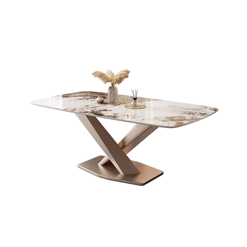 Rectangle Dining Table Set 1/5/7 Pcs Stone Dining Table with Upholstered Chairs