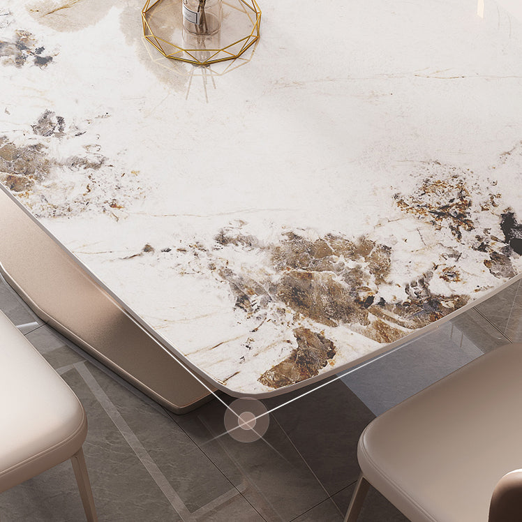 Rectangle Dining Table Set 1/5/7 Pcs Stone Dining Table with Upholstered Chairs