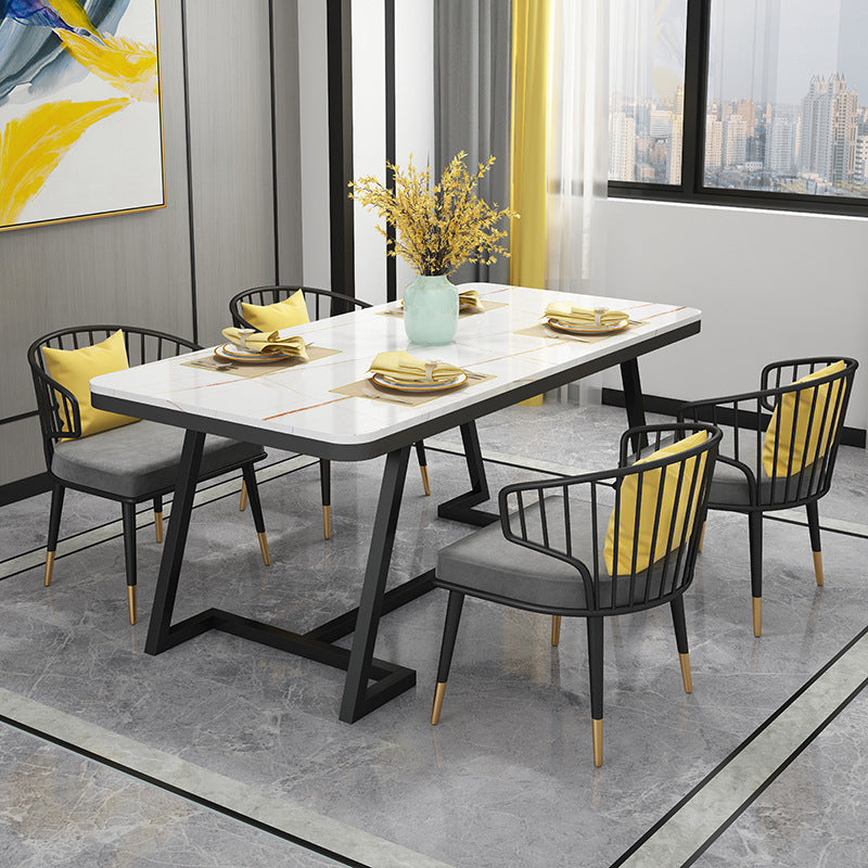 Glam Dinette Set with Black Metal Chairs 1/2/5/7 Pieces Polished Finish Dining Table Set