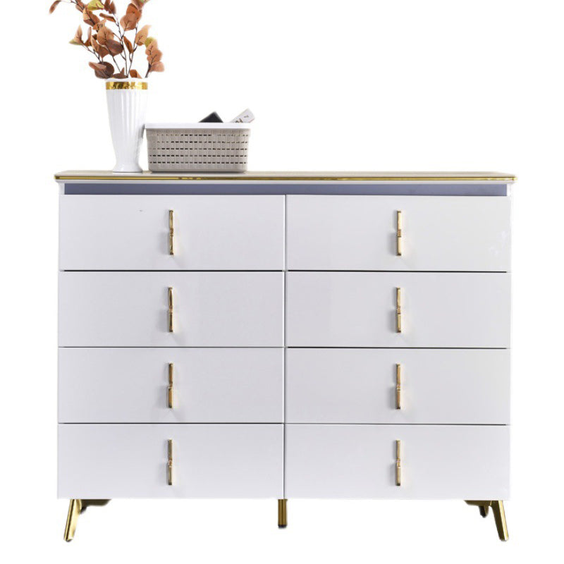 Glam Stone Chest 17.7" Wide Bedroom Chest in White with Drawers