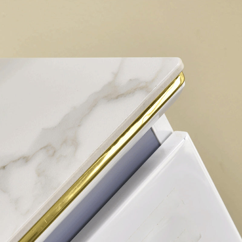 Glam Stone Chest 17.7" Wide Bedroom Chest in White with Drawers