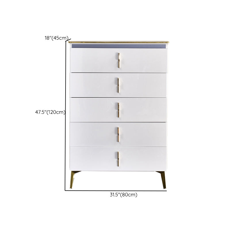 Glam Stone Chest 17.7" Wide Bedroom Chest in White with Drawers