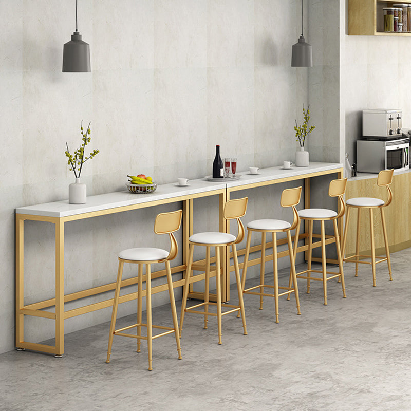 Glam Faux Marble Bar Counter Table Rectangle Bar Counter Table with Metal Legs for Home