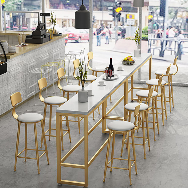 Glam Faux Marble Bar Counter Table Rectangle Bar Counter Table with Metal Legs for Home