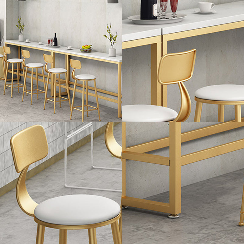 Glam Faux Marble Bar Counter Table Rectangle Bar Counter Table with Metal Legs for Home