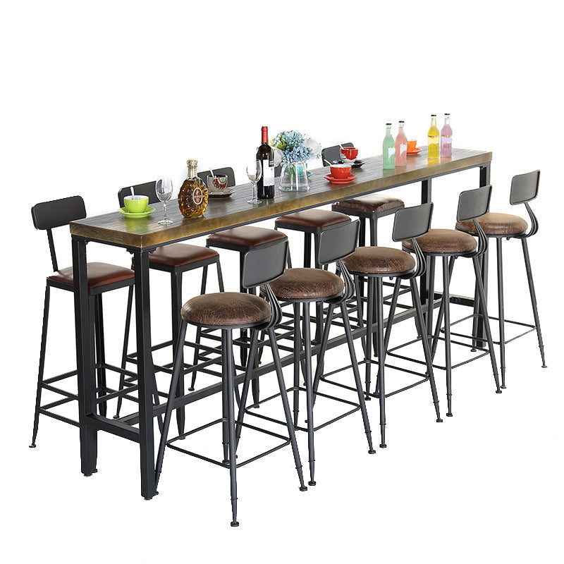 Modern Bar-height Table Solid Wood Top Bistro Pub Table for Patio Use