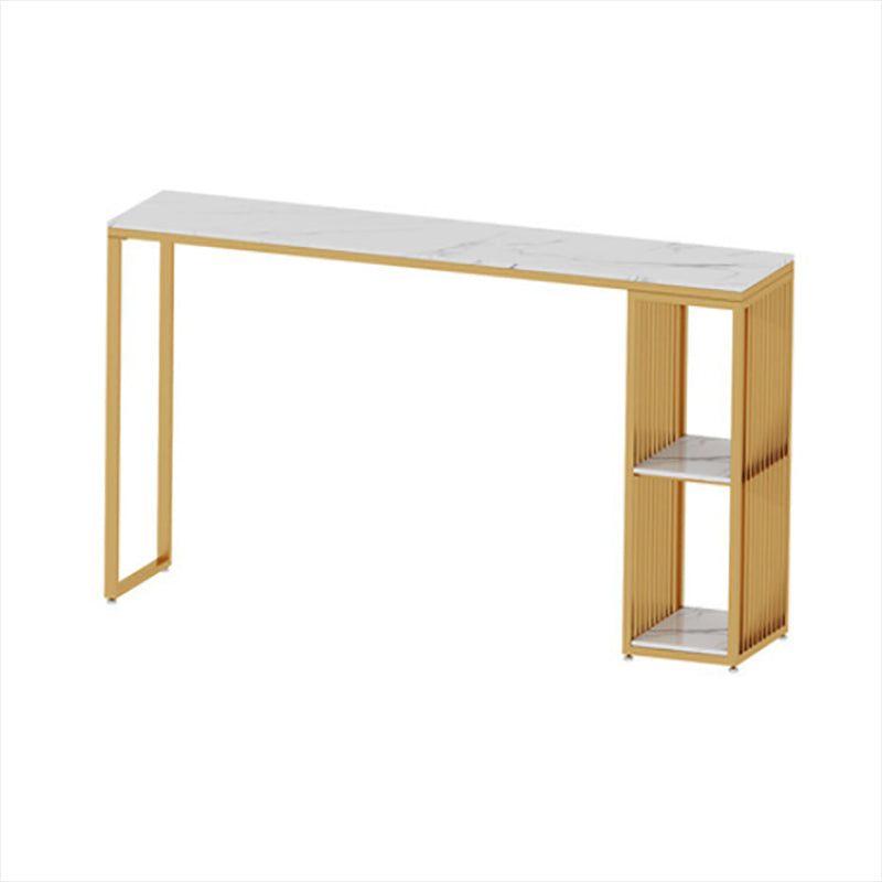 Glam Stone Bar Counter Table Rectangle Bar Counter Table with Metal Legs for Kitchen