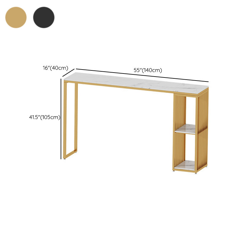 Glam Stone Bar Counter Table Rectangle Bar Counter Table with Metal Legs for Kitchen