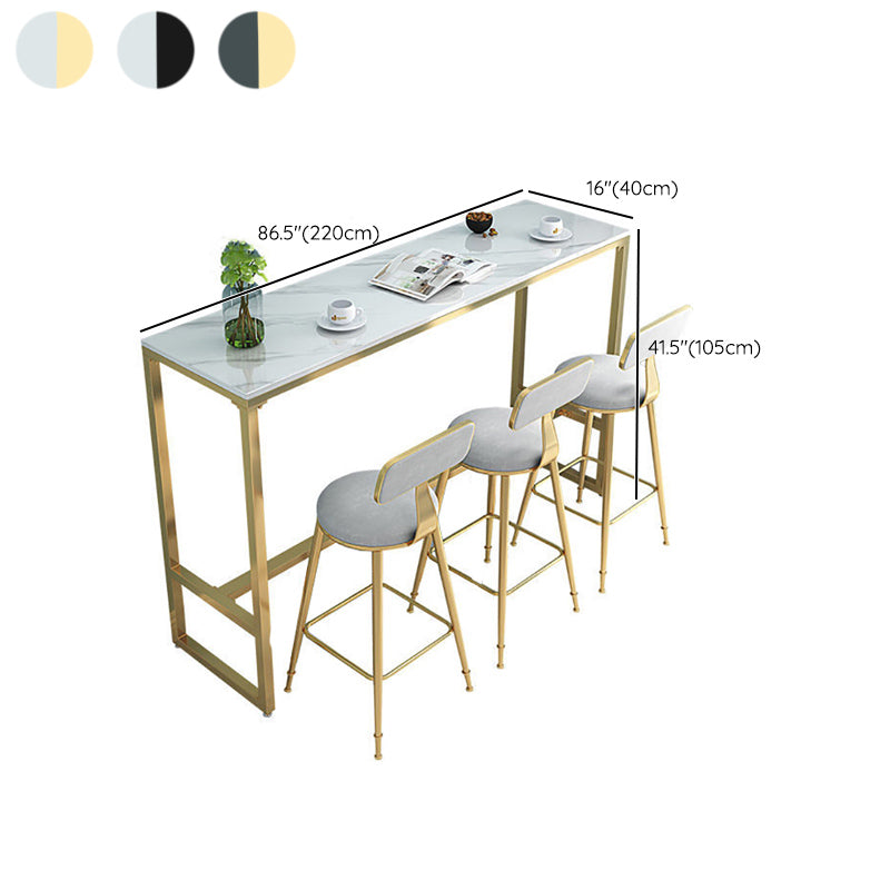 Rectangular Bar-height Table Stone Top Bistro Pub Table for Patio Use