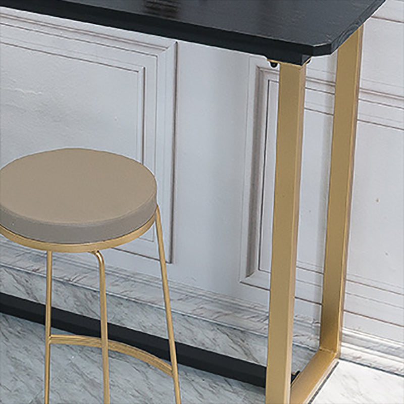 Glam Style Wooden Bar Counter Table Rectangle Bar Counter Table with Metal Legs