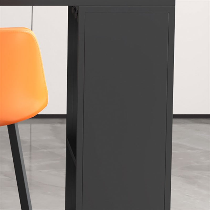 Industrial Stone Bar Counter Table Rectangle Bar Counter Table with Metal Legs for Kitchen