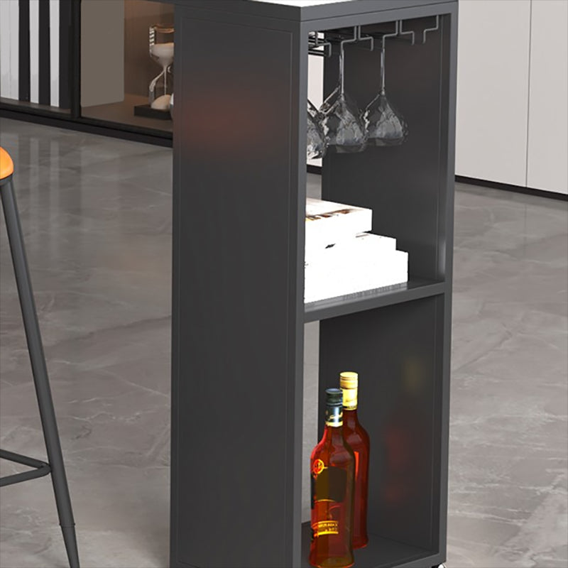 Industrial Stone Bar Counter Table Rectangle Bar Counter Table with Metal Legs for Kitchen