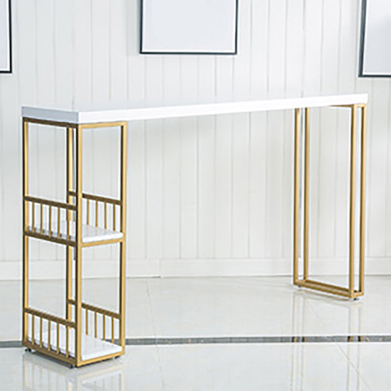 Modern Fixed Table with Metal Base Bar Table for Living Room