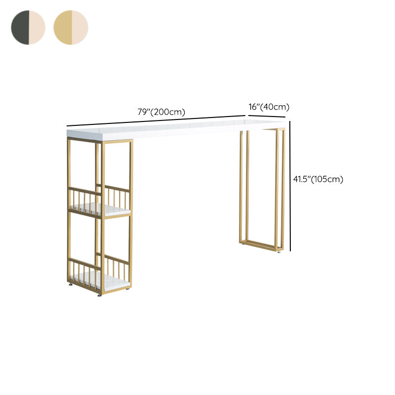 Modern Fixed Table with Metal Base Bar Table for Living Room