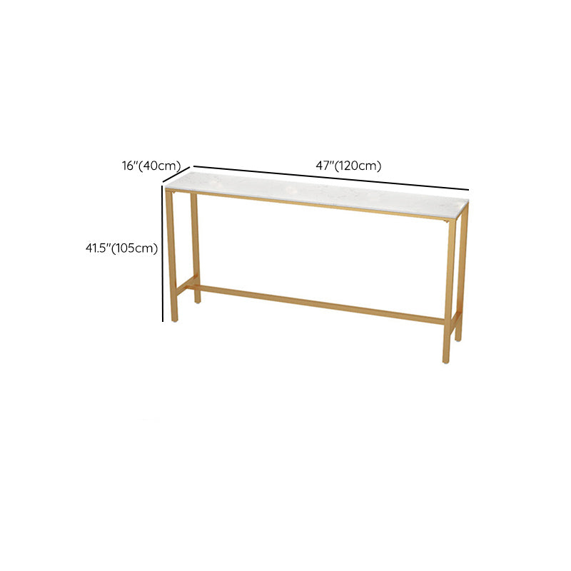 Glam Rectangle Bar Counter Table Faux Marble Bar Counter Table with Metal Legs