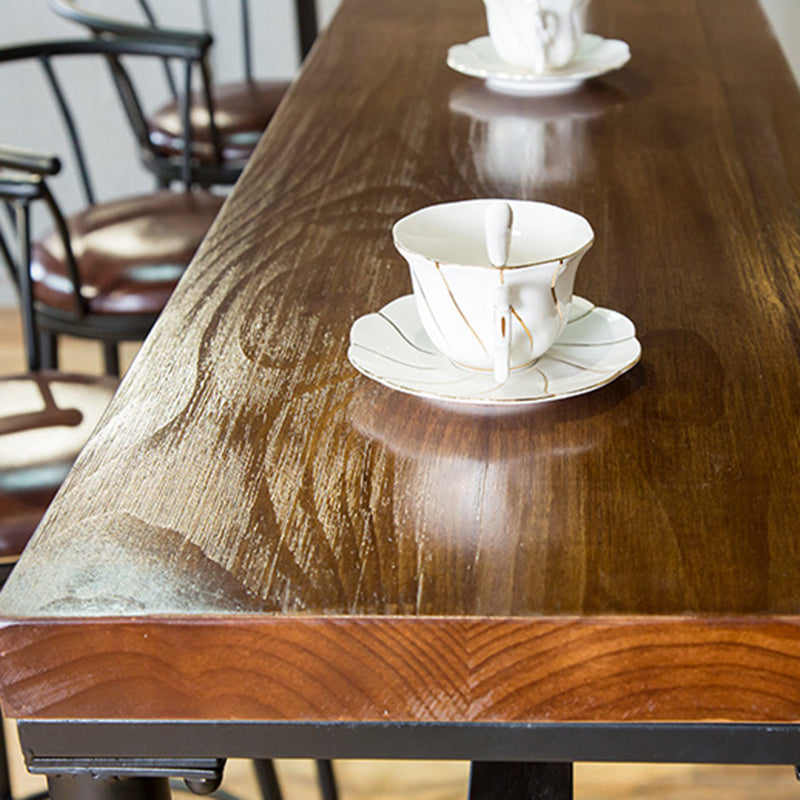 Wood Top Bar-height Table Black Legs and Metal Base Bar Table