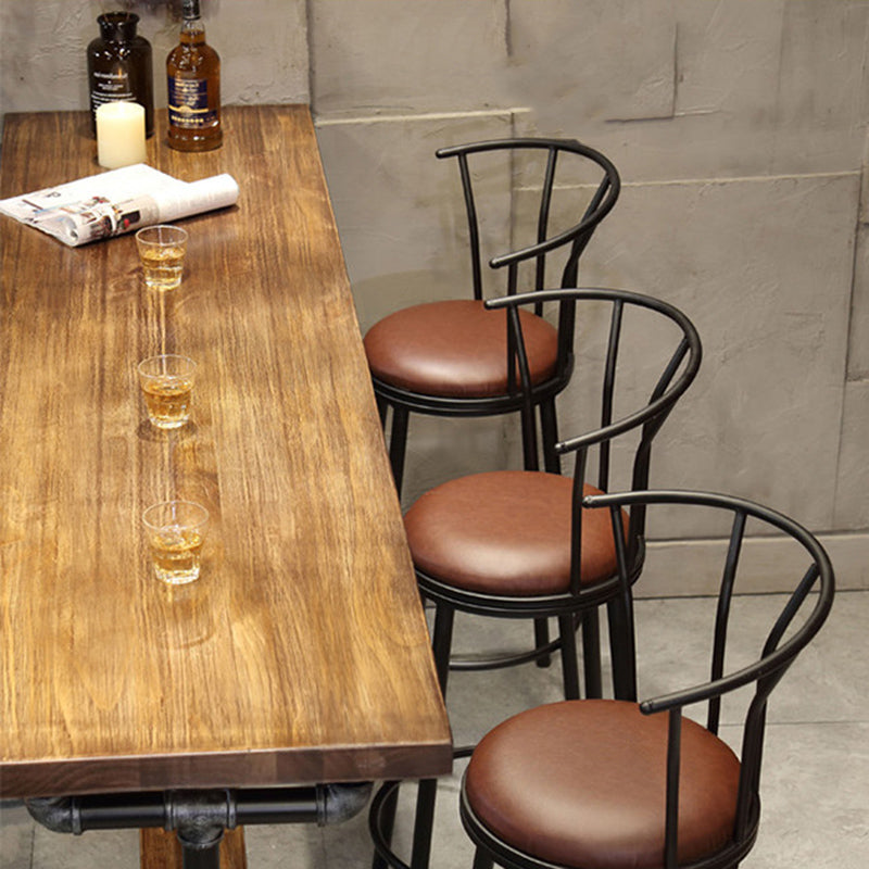 Wood Top Bar-height Table Black and Metal Legs Bar Table for Living Room