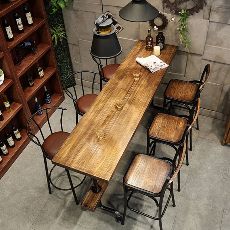 Wood Top Bar-height Table Black and Metal Legs Bar Table for Living Room