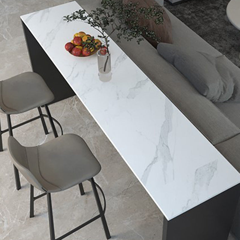 Industrial Bar-height Table Faux Marble Top Pub Table with Metal Base