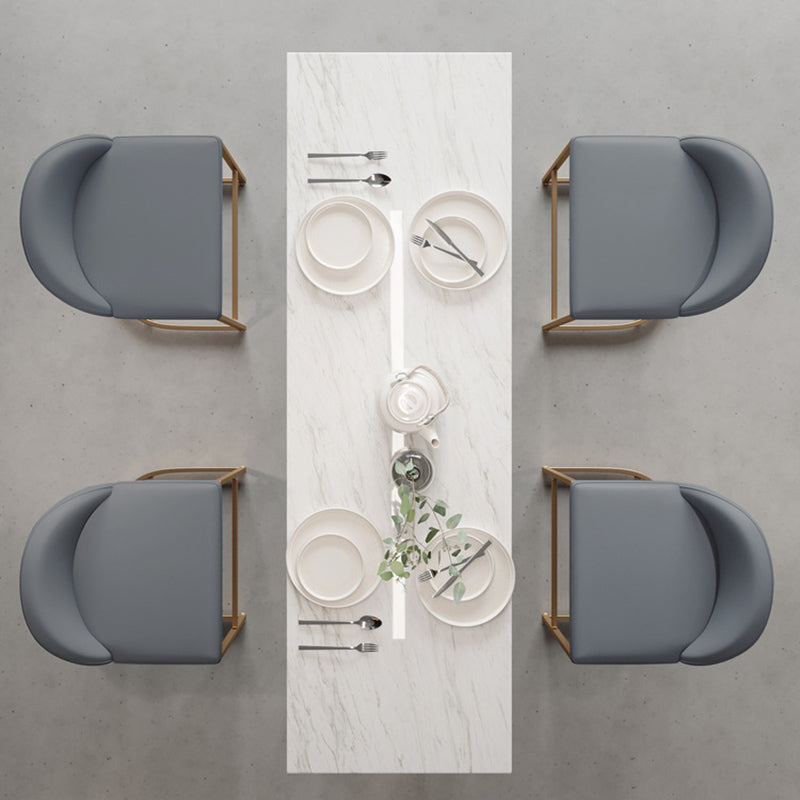 Glam Bar-height Table White Rectangular Pub Table with Gold Base