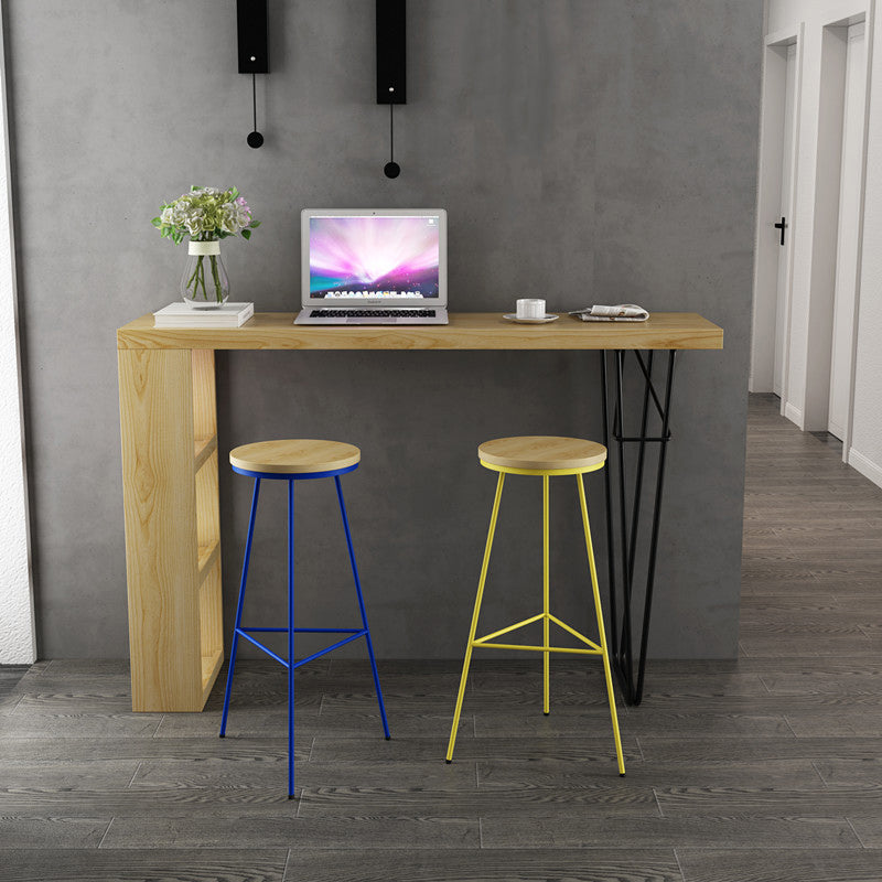 Modern Bar-height Table Solid Wood Top Pub Table for Dining Room