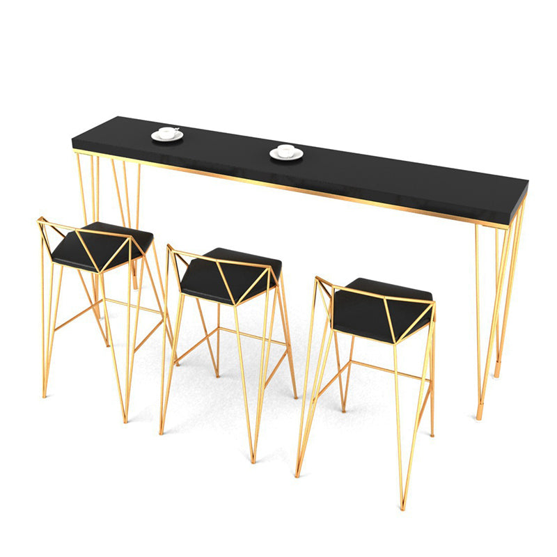 Glam Bar-height Table Solid Wood Top Pub Table for Dining Room