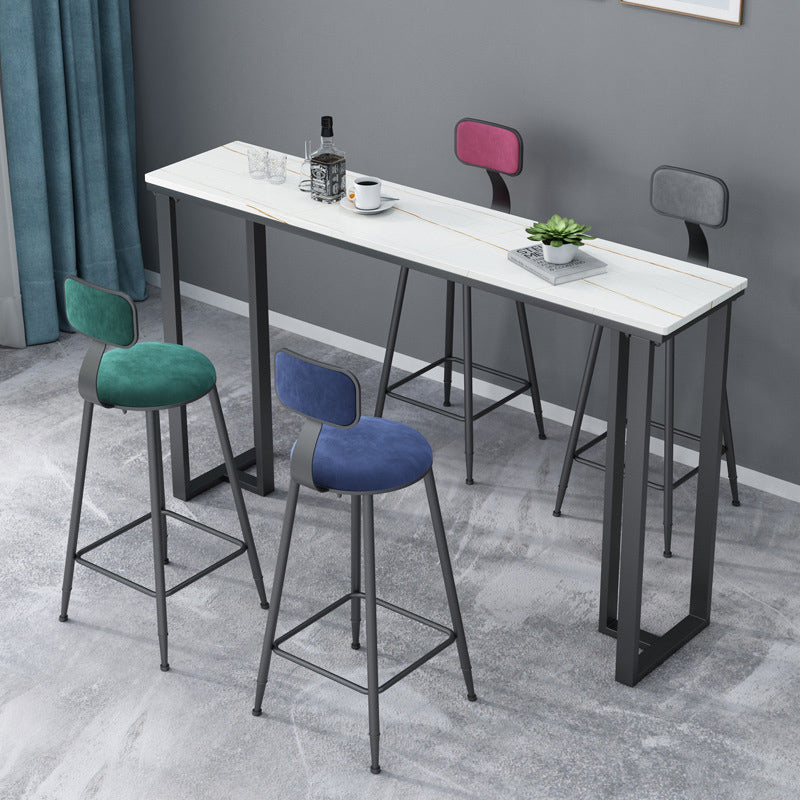 Industrial Bar-height Table Stone Top Pub Table  with Black Base