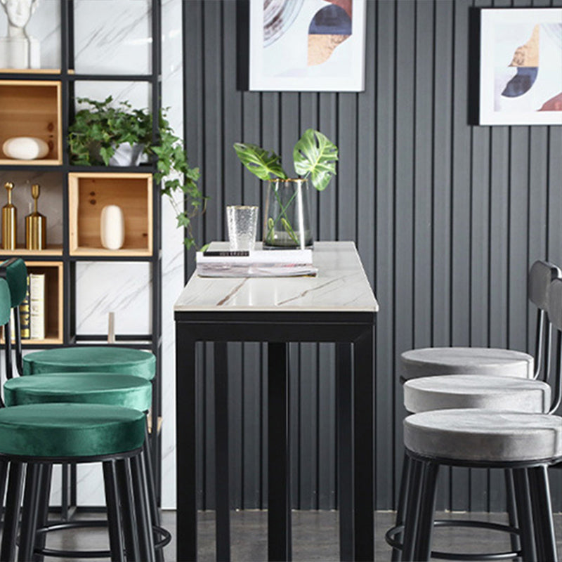 Industrial Bar-height Table Stone Top Pub Table  with Black Base