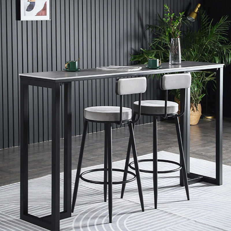 Industrial Bar-height Table Stone Top Pub Table  with Black Base