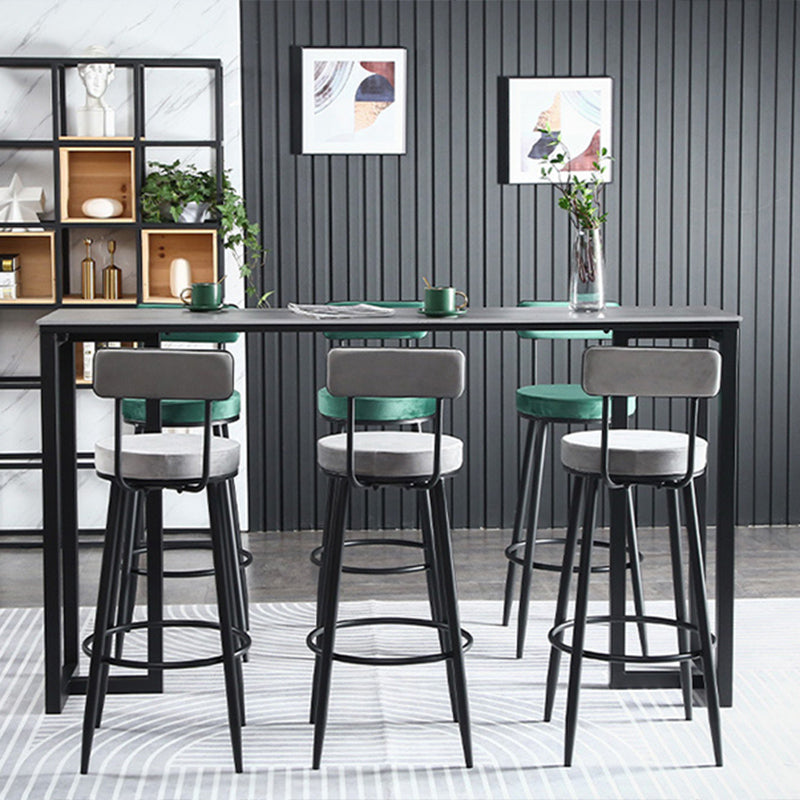 Industrial Bar-height Table Stone Top Pub Table  with Black Base