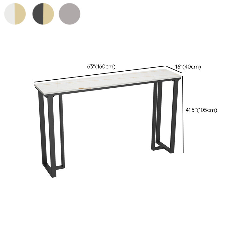 Industrial Bar-height Table Stone Top Pub Table  with Black Base