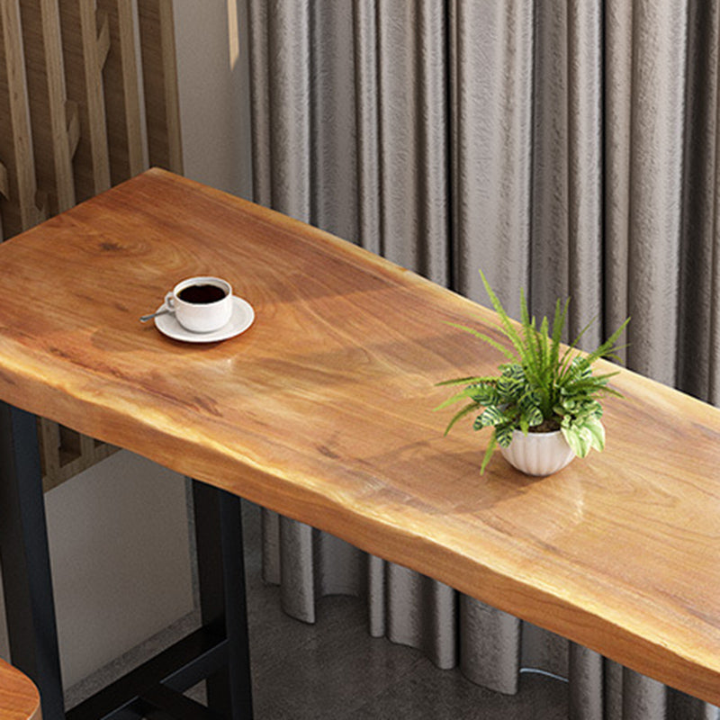 Modern Bar Height Pub Table Solid Wood Top Pub Table with Black Base