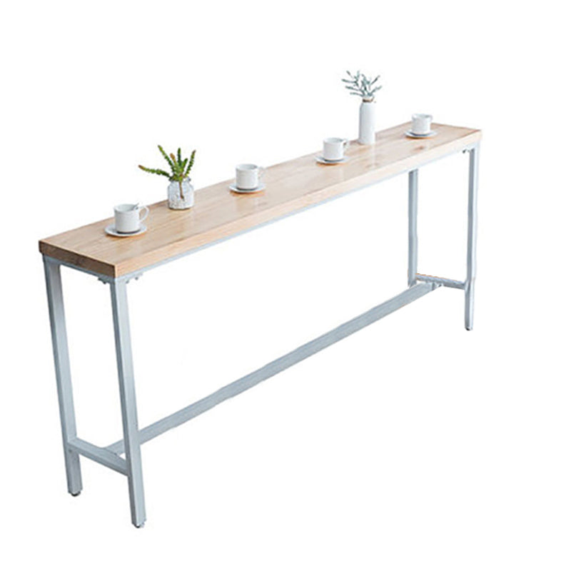 Rectangular Bar-height Table Solid Wood Top Pub Table with Metal Base
