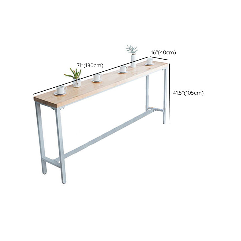 Rectangular Bar-height Table Solid Wood Top Pub Table with Metal Base