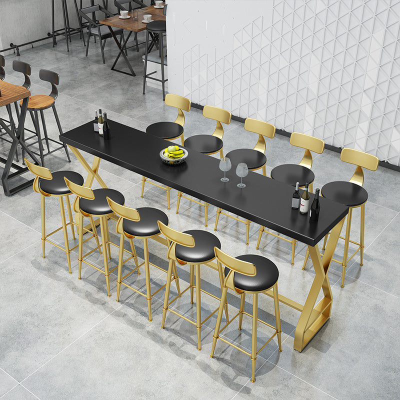 Glam Bar-height Table Solid Wood Top Pub Table for Patio Use