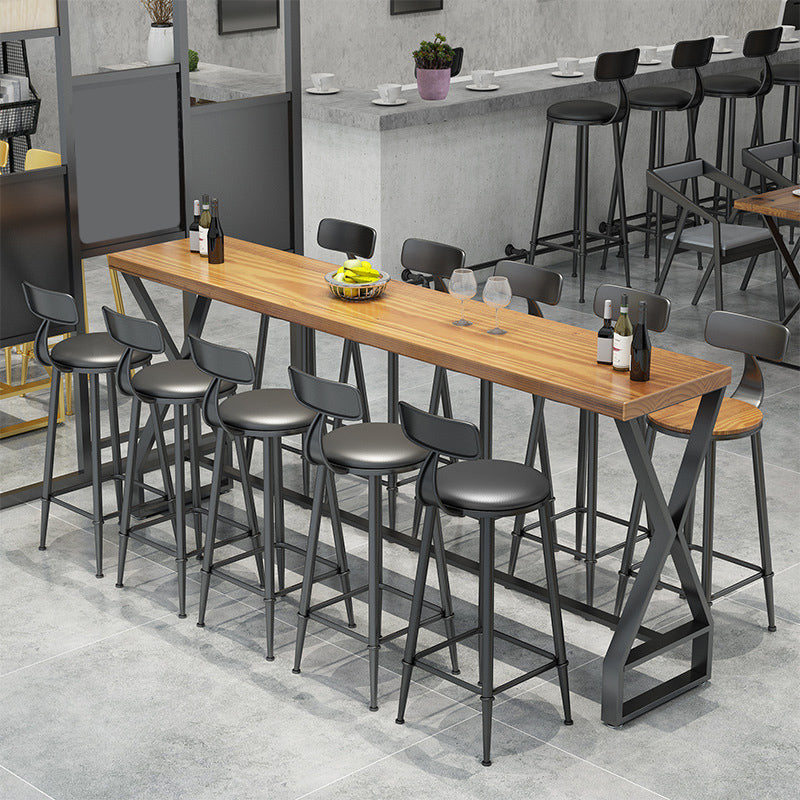 Glam Bar-height Table Solid Wood Top Pub Table for Patio Use