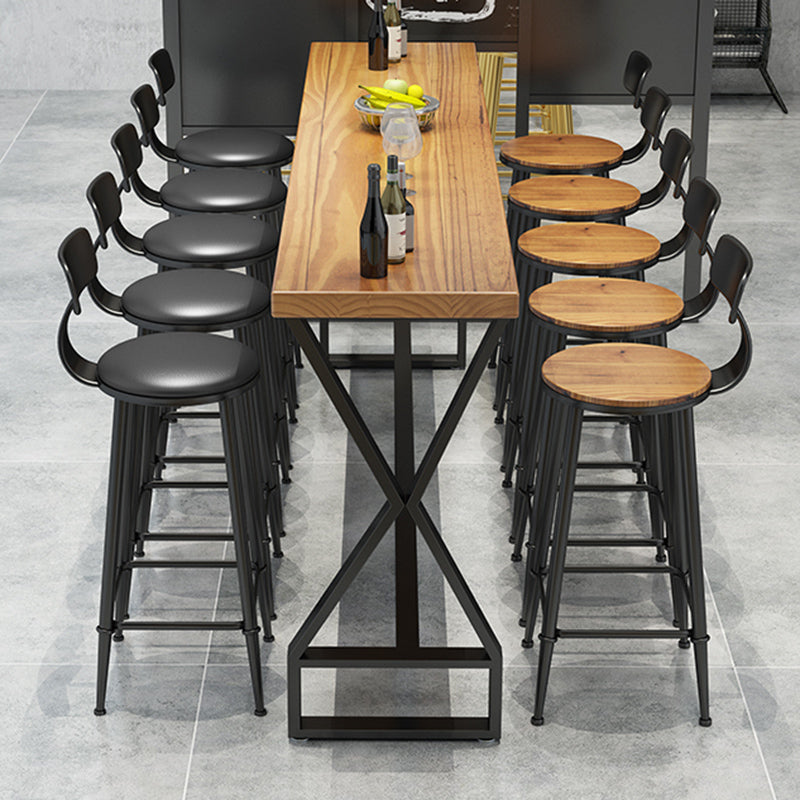 Glam Bar-height Table Solid Wood Top Pub Table for Patio Use