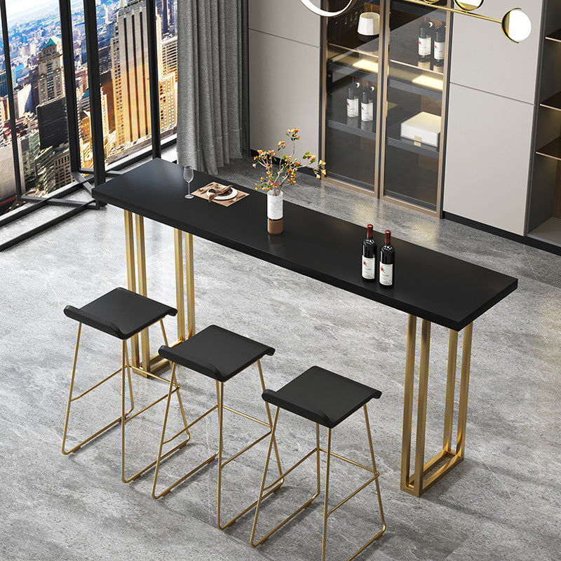 Glam Bar-height Table Solid Wood Top Pub Table for Living Room